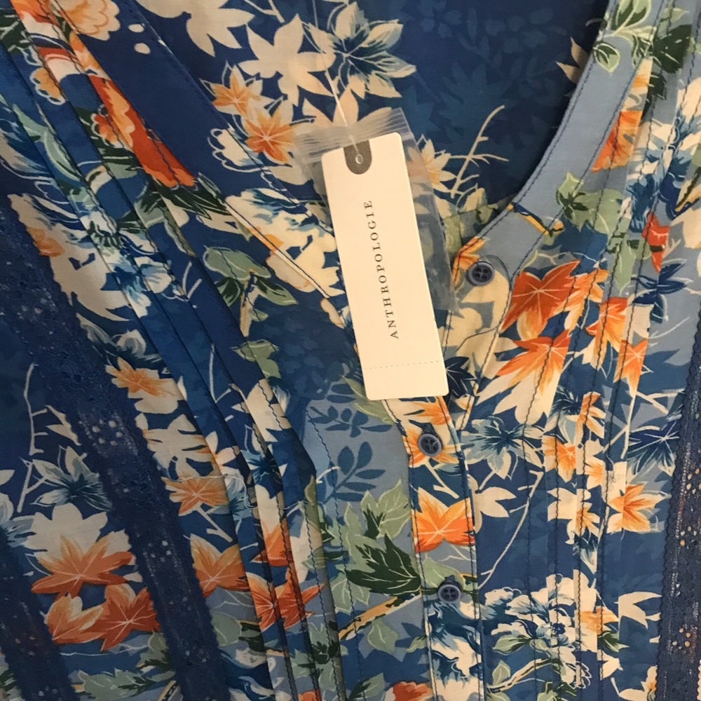 Tiny Blue Motif, Long Sleeve Knee-Length Dress, New with Tags - Picture 8 of 11